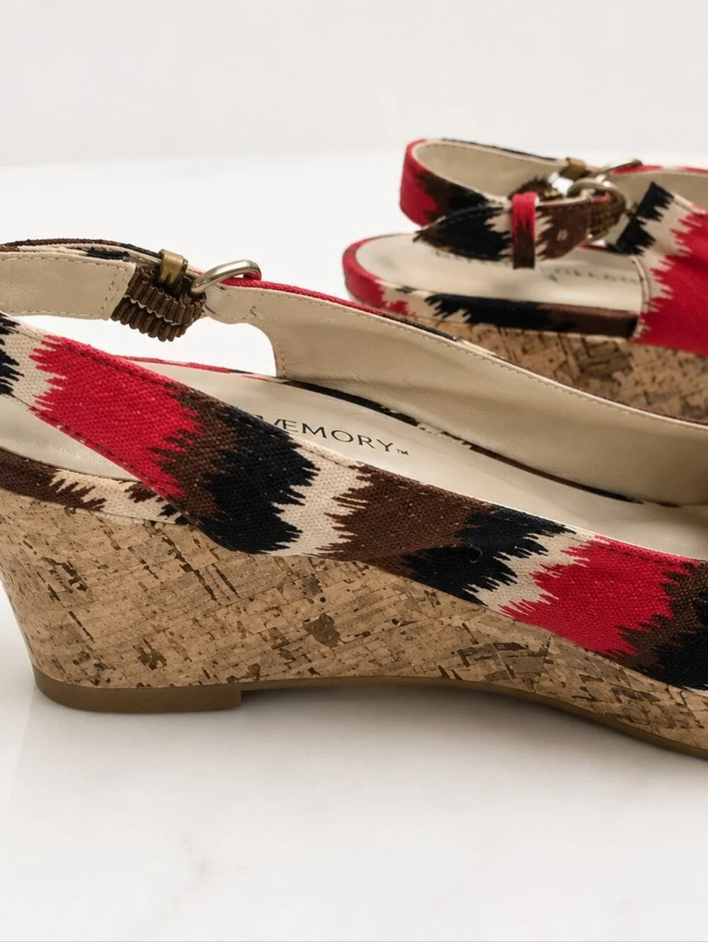 IKAT Print Cork Wedge Sandals